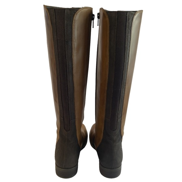 FLY LONDON Leather Riding boots 2 toned Brown Zip up Tall Size 36 EU 5.5 US - Picture 4 of 16